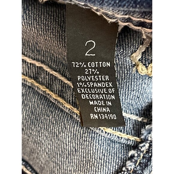 INC Women’s Size 2 Capri Jeans Blue Stretch Denim Mid Rise Embroidered Crop - Picture 4 of 6